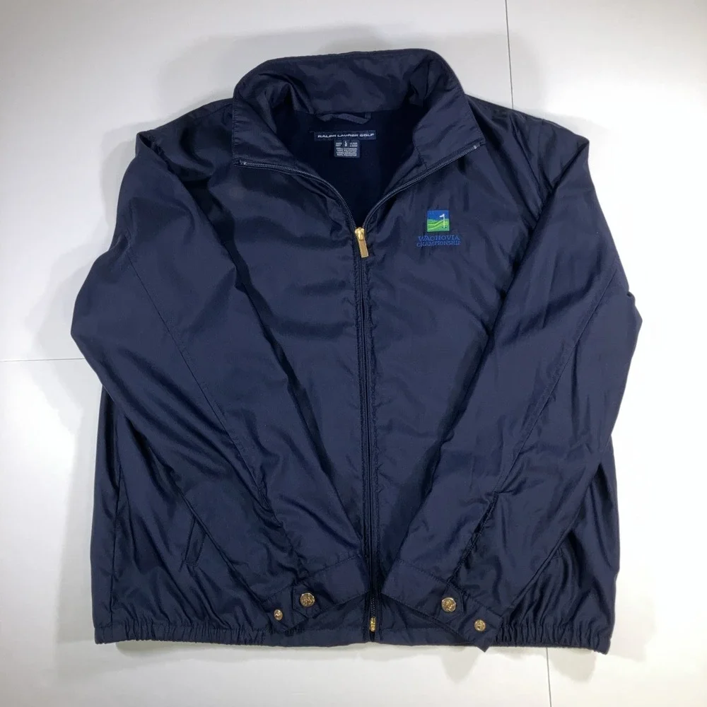 Polo Ralph Lauren Golf Navy Blue Jacket‎ Wachovia Championship Size Large